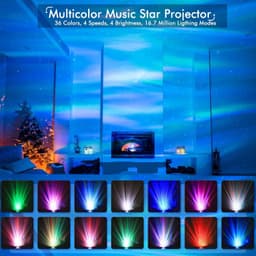 Sterrenlichtprojector voor slaapkamer met 33 verlichting, Aurora-projector met Bluetooth 5.0-luidspreker, Smart APP, 8 witte geluiden nachtlampje met IR-afstandsbediening — thumbnail 2
