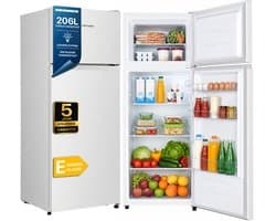 Heinner HF-HS205E++ Koel-vriescombinatie – 206 L – LED-verlichting – Omkeerbare Deur – Mechanische Thermostaat – Wit – 5 Jaar Garantie