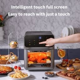 Heteluchtfriteuse – Airfryer - Airfryer Oven - 10L - 1350W - 360° Circulatie - 80°C tot 230°C - Airfryer Zonder Olie - Touchscreen - Kijkvenster - Automatisch Uitschakelen - Zwart — thumbnail 3