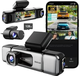 BOTSLAB 4-kanaals dashcam voor auto (voor- en achterkant), 4-kanaals 3K + 3 * 1080P, autodashcam met 128GB SD-kaart, GPS, 5GHz WiFi, 3.18" IPS-scherm, super nachtzicht, WDR, G-sensor, loopopname, parkeermonitor — thumbnail 1