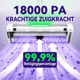 Steelstofzuiger Draadloos 500W - 18.000 Pa - 2-in-1 Kruimeldief - Groene LED - HEPA-filter - Zonder Zak - Wit/Paars — thumbnail 5