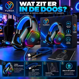 YURDA Gaming Headset met Microfoon - 7.1 Surround - RGB - PS4, PS5, Xbox, PC & Switch — thumbnail 3