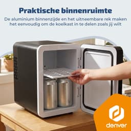 Denver Mini Koelkast - Koelen en Verwarmen - Skincare fridge - Spiegel met LED effect front - MFR604B - Zwart — thumbnail 5