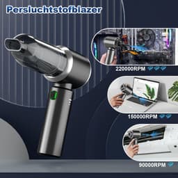 2‑in‑1 draadloze accu‑handstofzuiger en stofblazer, 18000PA sterke autostofzuiger, 3 snelheden, 200000 tpm, persluchtfunctie, multifunctionele stofzuiger voor auto, keuken, pc, bank en kantoor — thumbnail 5