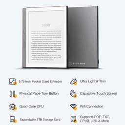 E-booklezer van 5.76 inch met HD-aanraakscherm, elektronische lezer voor Android met 1GB RAM + 32GB ROM, quadcoreprocessor, 198ppi, draagbare WiFi-e-booklezer voor kinderen, volwassenen en senioren (GRIJS) — thumbnail 3