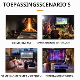 Compacte Projector, Automatische Verticale Keystone Draagbare LED-filmprojector, 1080P HD 4K Draadloze Projector met Stereoluidspreker, Afstandsbediening voor Thuisfilm (EU-stekker) — thumbnail 3