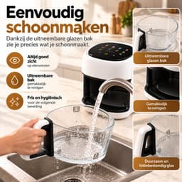 WiREO AirFry™ Airfryer met Glazen Bak - 4,5 Liter - Digitaal Bedieningspaneel - 10 Programma's - 1350W - Zwart/Wit — thumbnail 5