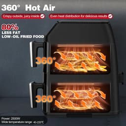 ITRONIQ Airfryer 11 Liter – Dubbele Heteluchtfriteuse 2500 Watt – 2 Bakken – 8 Programma's – Digitaal Touchscreen – Zwart — thumbnail 4