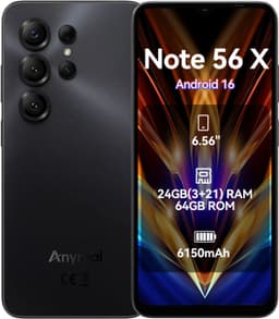 Anyreal Note 56 X Smartphone - 6,56 Inch - 24GB(3+21) RAM - 64GB ROM - 6150 mAh - Android 16 - Zwart — thumbnail 1