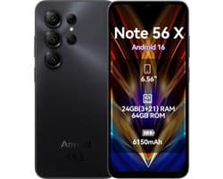 Anyreal Note 56 X Smartphone - 6,56 Inch - 24GB(3+21) RAM - 64GB ROM - 6150 mAh - Android 16 - Zwart
