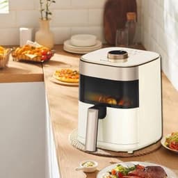 Transparante airfryer - Kleine heteluchtfriteuse - Gezonder koken - Kookproces bekijken - 21.5 cm - Beige — thumbnail 2