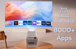 Beamer Draagbaar - 1000 ANSI Lumen Full HD 1080p - LED Projector - Android 14 Smart Systeem - Wi-Fi Bluetooth - Voor Thuisbioscoop En Buiten — thumbnail 5