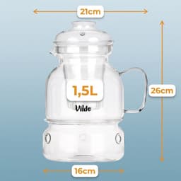 Glazen theepot 1.5L met infuser en waxinelichtje houder — thumbnail 3