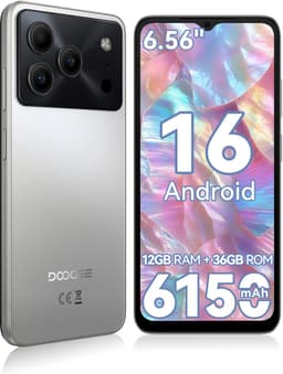 DOOGEE Note 56 Lite Smartphone - 6,56 Inch - 12GB(3+9) RAM - 32GB ROM - 6150 mAh - Android 16 - Met 3,5 mm hoofdtelefoonaansluiting - Zilver — thumbnail 1