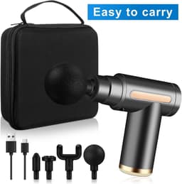 Voetmassageapparaat - Zwart - Draagbaar - Elektrisch Mini Spiermassagepistool met 4 Massagekoppen - Voor Spierontspanning — thumbnail 5