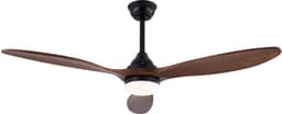 MODENUIT Plafondventilator – 132 cm – Met Verlichting en Afstandsbediening – Hout en Metaal – Zwart — thumbnail 2