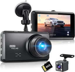 SnelShoppen - Miden 4K + 1K Dashcam Auto met 64G SD Kaart, 2160P + 1080P UHD, IPS 3.2 Inch, 336° Breedhoek, G-sensor, WDR, 24 Uur Parkeerstand, Loopop — thumbnail 1