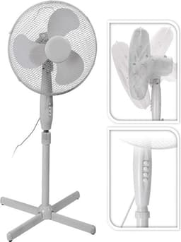 Krachtige Staande Ventilator – 40 cm – 3 Snelheden – Oscillatiefunctie – Verstelbare Hoogte tot 125 cm – 45 W – Wit — thumbnail 2