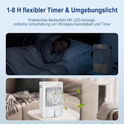 Mobiele Luchtkoeler met Waterkoeling – 4-in-1 Mini Aircooler met Waternevel, Luchtbevochtiger & Aromadiffuser – Draagbare Ventilator met Afstandsbediening – Voor Thuis, Kantoor en Slaapkamer — thumbnail 4