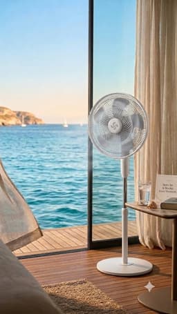 Statiefventilator - 70W – Tafelventilator – 5 Kunststof Bladen – 3 Snelheden – Ventilator - In Hoogte Verstelbaar – Wit — thumbnail 1