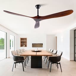 Plafondventilator 70 inch Extra Groot Houtlook Walnoot - Zonder verlichting - Waterdicht voor buiten - Met valbuis - Mid-century modern design - Voor terras, woonkamer, garage & paviljoen — thumbnail 2