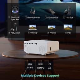 SnelShoppen - Mini Beamer WiFi Bluetooth Full HD 1080P, 4K Home Cinema, 300'' Display, Zoomfunctie, Compatibel met Smartphone/HDMI/USB/Laptop/Fire Sti — thumbnail 5
