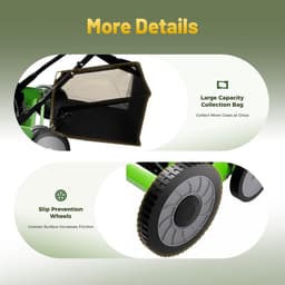 Handgrasmaaier - Handmaaier Reelmaaier - Gazon Onderhouden - 9-voudig Verstelbare Hoogte - 50.8 cm Snijbreedte - Groen Zwart — thumbnail 3