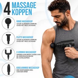 Massage Gun - Professioneel Mini Massage Apparaat - Massage Pistool - Inclusief 4 Opzetstukken & Opbergkoffer - Spiermassage - 6 Snelheden - Zwart - Rynex — thumbnail 3
