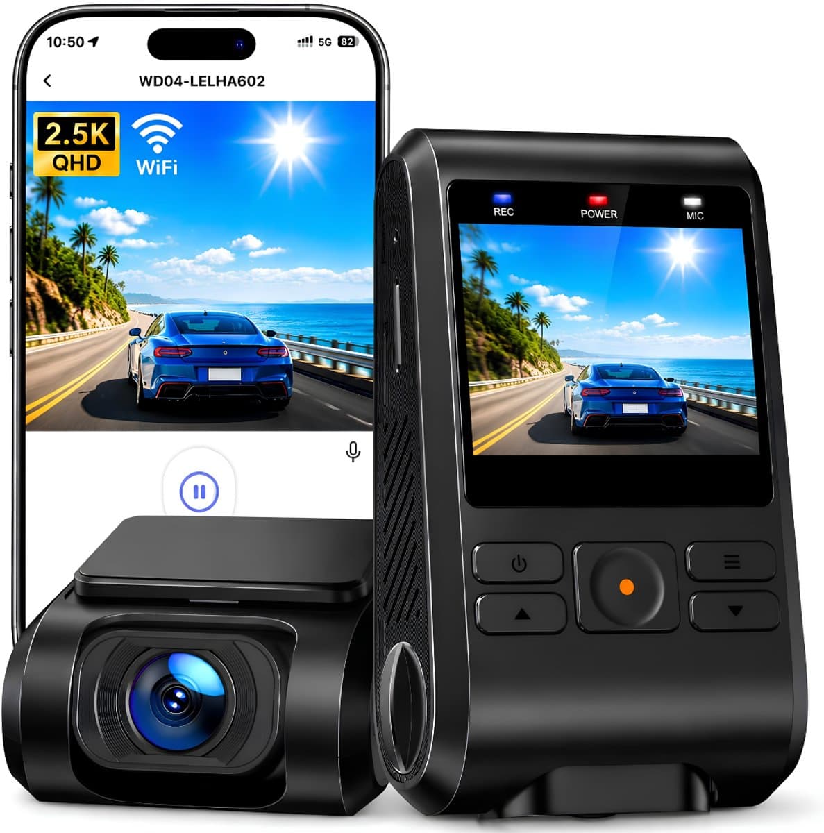 Lìon® Draadloze Dashcam - Loop-Opname - Dashcam met Parkeermodus - Zwart - 8cm x 3cm x 5cm — afbeelding 1
