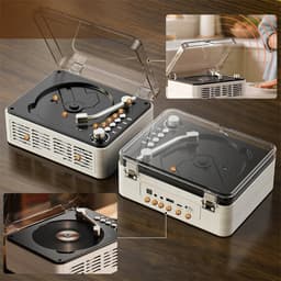 Desktop CD Speler - Multifunctioneel CD Speler - Retro Bluetooth Luidspreker - FM Radio - Ondersteunt MP3/WMA-formaten - Bluetooth 2-way - Dubbele Stereoluidsprekers - 20x15x7 cm - Voor Thuis en Kantoor — thumbnail 3