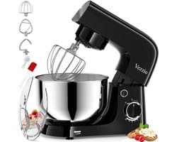 Keukenmachine 1500W – Kneedmachine met 10 Snelheden – 4,5L RVS Mengkom – Zwart