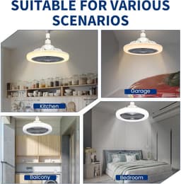 Ventilator Plafond - Wit - 24.5 cm - Stiltefunctie met Licht - Voor Slaapkamer en Woonkamer — thumbnail 4