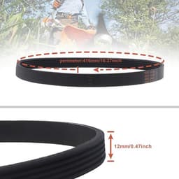 Aandrijfriem 12 mm breed - Rubber - Slijtvaste/duurzame riem - Compatibel met Flymo Turbo Lite 350/400 - Gesloten lus - Omtrek 416 mm - Grasmaaier Riem — thumbnail 3