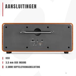 DnA® CD Speler - CD Speler Bluetooth - FM radio - Zwart/Bruin - 14cm x 31cm x 14cm — thumbnail 4
