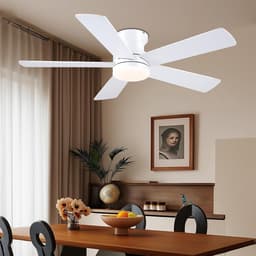 Plafondventilator 5 blad Ø105cm wit - stille ventilator – top kwaliteit - energie zuinig -met remote - ventilator voor laag plafond - 6 snelheden – beste alternatief voor airco - zomer en winter stand – witte ventilator — thumbnail 2