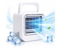 Mini Aircooler met Water USB-C - LED Licht - Tafelventilator - Luchtkoeler - Mobiele Airco - Bureau Ventilator - Silvergear — afbeelding 1