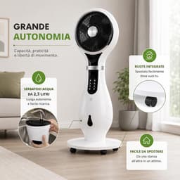Ventilator met wielen - Luchtkoeler Vernevelaar - Verkoeling en Luchtverbetering - 3-in-1 functie - 40 cm diameter 110 cm hoog — thumbnail 5