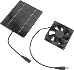 Zonnepaneel Ventilator - Kas Ventilator - Kas Koelen - Dubbele Metalen Bescherming - 13.5 x 11 cm - Zwart — thumbnail 2