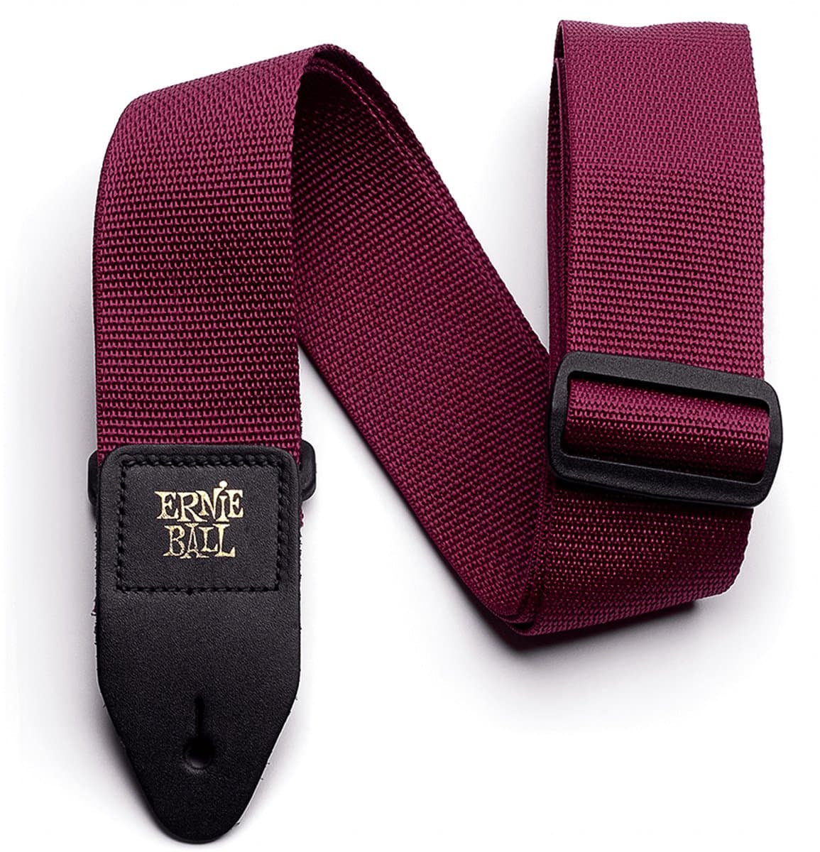 Ernie Ball Polypro - Gitaarriem - Bordeaux - Polypropeen - Zwarte Leren Uiteinden - Zwarte Delrin Gesp - Verstelbaar 104-182 cm - Breedte 5 cm — afbeelding 1