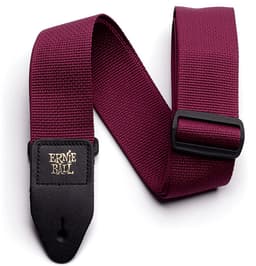 Ernie Ball Polypro - Gitaarriem - Bordeaux - Polypropeen - Zwarte Leren Uiteinden - Zwarte Delrin Gesp - Verstelbaar 104-182 cm - Breedte 5 cm — thumbnail 1