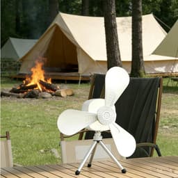 Ventilator met Lamp - Kampeer Ventilator - Buiten Gebruiken - Inclusief Afstandsbediening - 3 Snelheden - Wit — thumbnail 4