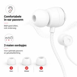 Grixx oordopjes met draad - 3.5mm jack - microfoon - handsfree bellen - wit — thumbnail 3