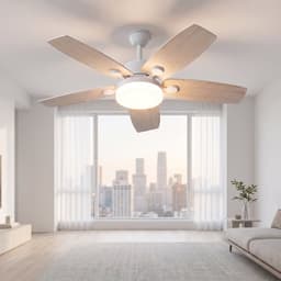 2-in-1 Plafondventilator, Verstelbare Plafondventilator 3 Kleuren LED-Verlichting, 6 Snelheden, 5 Bladen, Geschikt Zowel Winter Zomer, Ideaal Meer Comfort (Natuurlijke Houtkleur, 5 Bladen, 107cm) — thumbnail 3