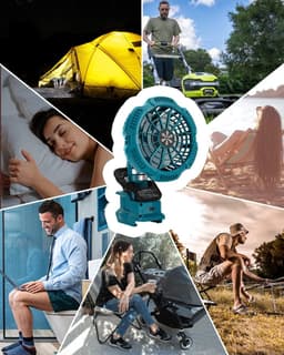 Draagbare Clip-on Ventilator 18V – 3 standen – Stil 40 dB – 330° verstelbaar – Power USB uitgang – Voor camping, werk en thuis — thumbnail 3