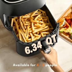 Airfryer met Venster - Heteluchtfriteuse Vierkant - Gezond Koken - Doorzichtig Kookvenster - 6.34 Liter - Grijs — thumbnail 5