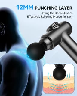 Mini Massage Gun - Spierontspanning Apparaat - Herstel Na Sport - 30 Snelheden LCD - 12.3 x 14.9 cm - Zwart — thumbnail 3