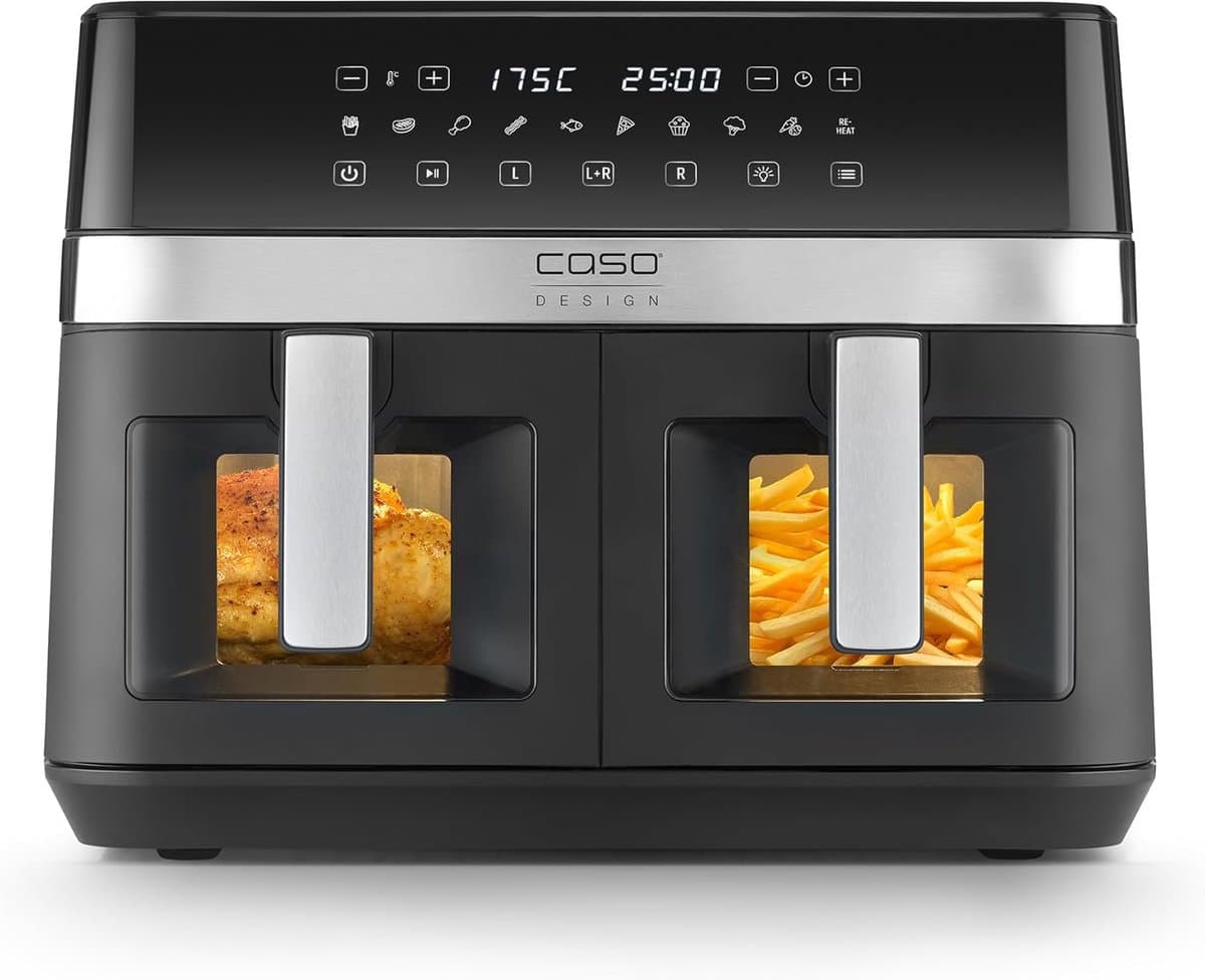 Heteluchtfriteuse Dubbel - Airfryer XL - Gezond Koken - Twee Kamers - 14 Liter - Zwart — afbeelding 1