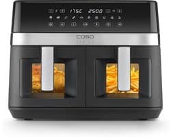 Heteluchtfriteuse Dubbel - Airfryer XL - Gezond Koken - Twee Kamers - 14 Liter - Zwart