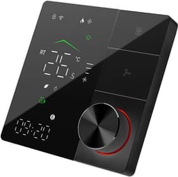 Slimme thermostaat - Programmeerbaar apparaat - Energie besparen - Precieze temperatuurregeling - 124 mm dun - Zwart — thumbnail 1