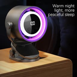 Bladeloze Waaier - Tafelventilator Oplaadbaar - Persoonlijk Gebruik - Sfeernachtlamp - 145 x 120 x 185 mm - Zwart — thumbnail 3